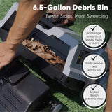 Dapper Supply DP-FS1101 Battery Cordless Sweeper – 22" Path, 6.5-Gal Bin, Artificial Grass