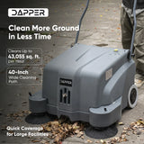 Dapper Supply DP-FS1233 Battery Walk-Behind Floor Sweeper – 40" Path, 12-Gal Hopper, 43,055 SF/Hr