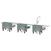 Morantz Z-97-SS Super System 3-station ultrasonic cleaning line – side view, lids open
