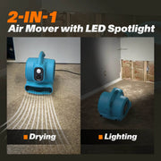 XPOWER P-230L 1/4 HP Mini Air Mover with LED Spotlight - US Cleaning Tools