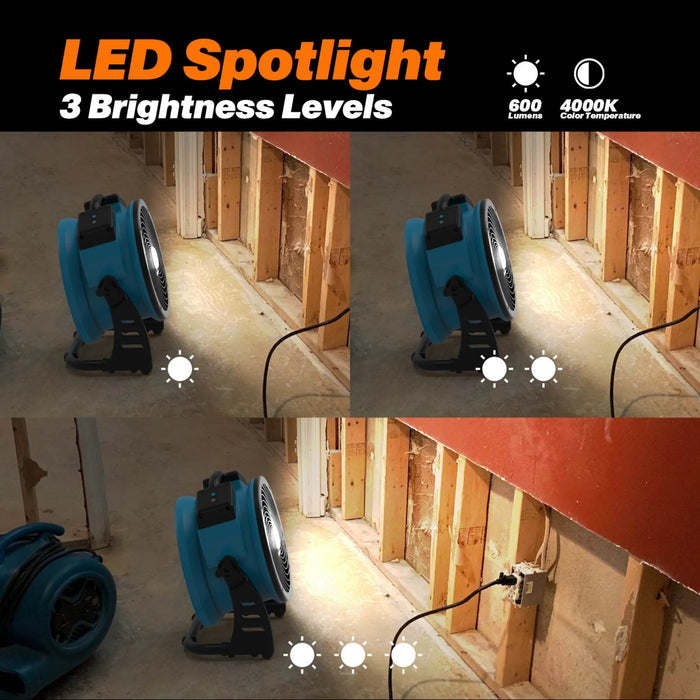 XPOWER P-21L Industrial Axial Air Mover with LED Spotlight - US Cleaning Tools