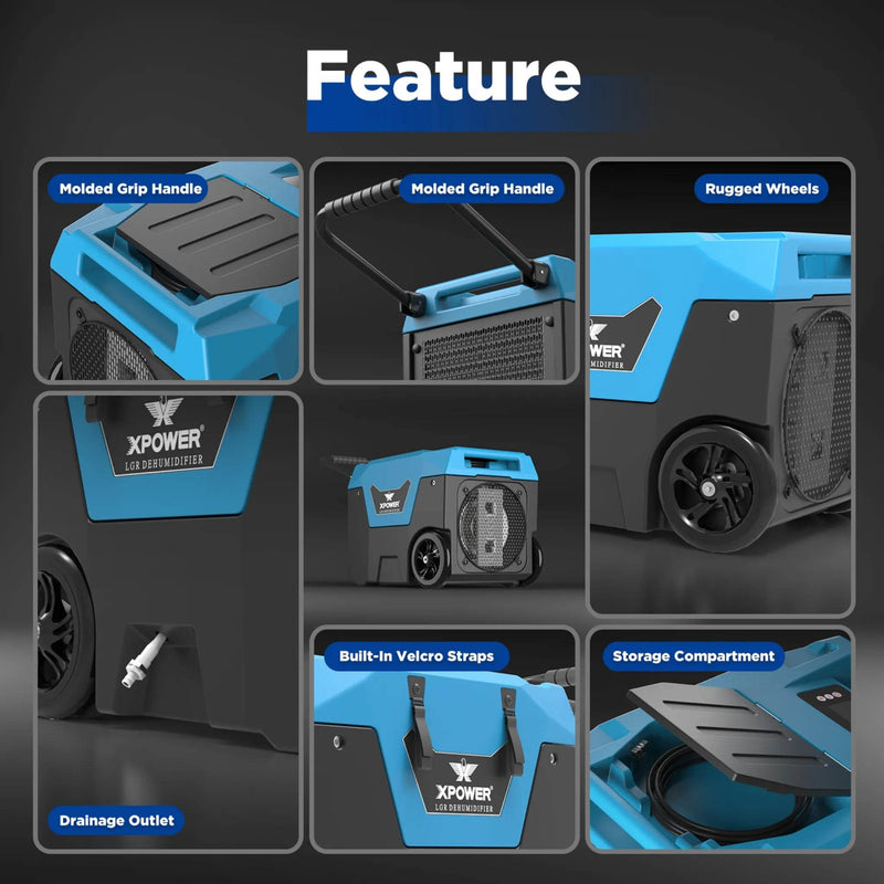 XPOWER XD-130Li Low Grain Refrigerant LGR Dehumidifier with Bluetooth & Automatic Pump - US Cleaning Tools