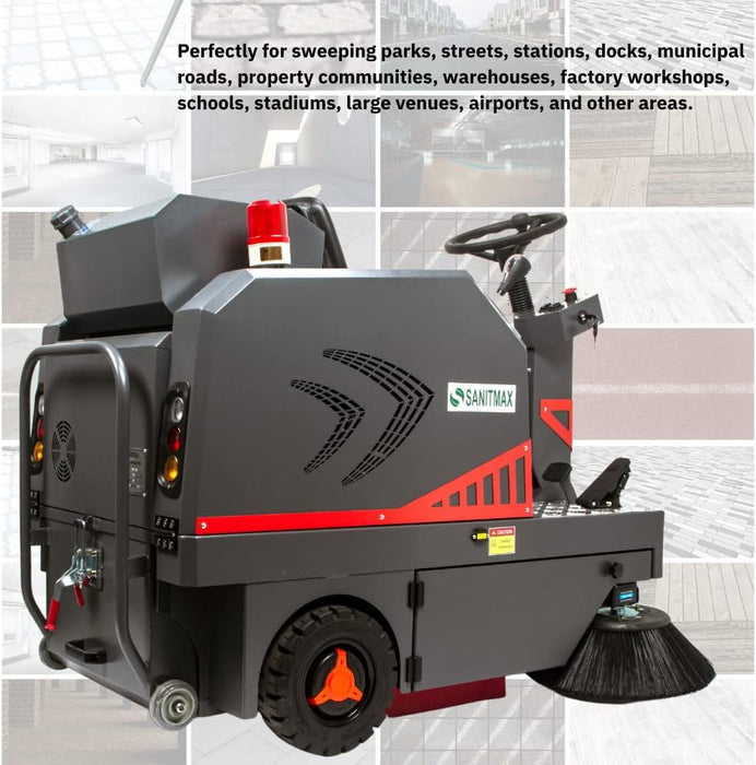 SM1250+ 49" Ride-on Industrial Floor Sweeper,  69000 Sqft/h, 3.5 hr Fast Charging Lithium Battery