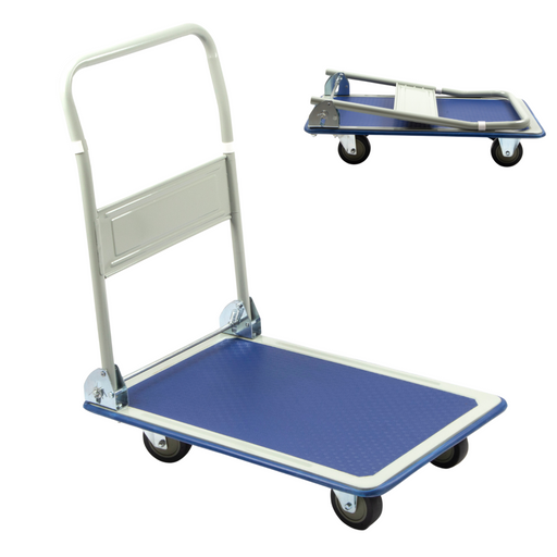 Platform Hand Truck, Push Cart Dolly, Compact & Foldable for Easy Storage and Mobility, 330-660 lb Capacity, 360 Degree Swivel Wheels, Blue