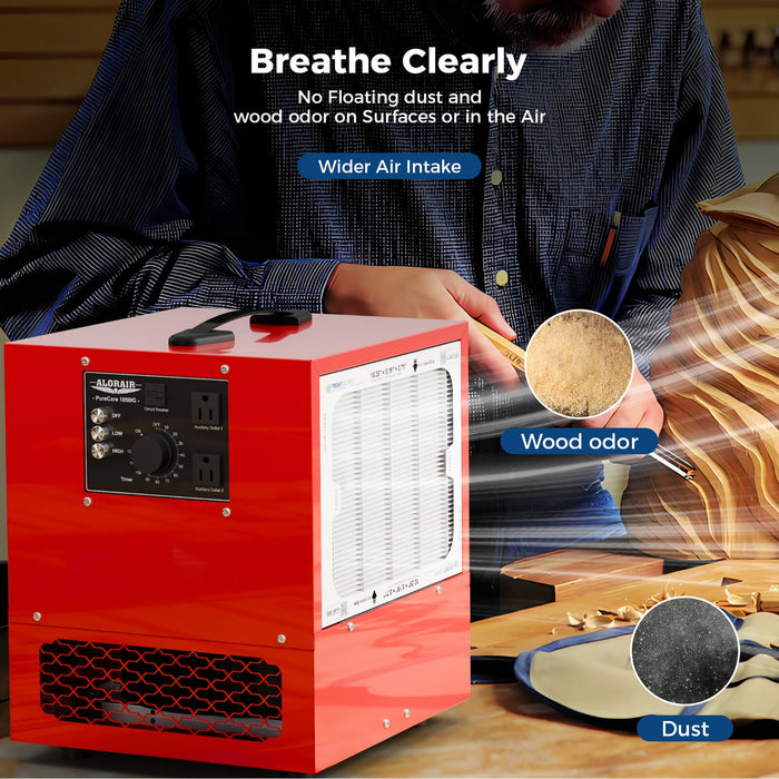 ALORAIR 1050 CFM Portable Air Filtration Systems Built-In Ionizer with Powerful Vortex Fan for Garage, Works Shop | Purecare 1050IG