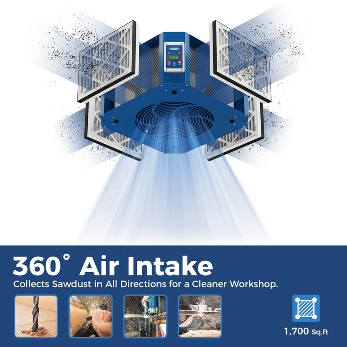 AlorAir 360 degree Intake Air Filtration System - (1350 CFM) with Strong Vortex Fan, Built-in Ionizer