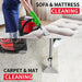 Cleaning sofas and mattresses with a carpet extractor; effective for carpets and mats, showcasing powerful cleaning action.