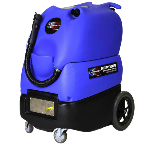 Blue cleaning machine with U.S. Products branding on a white background