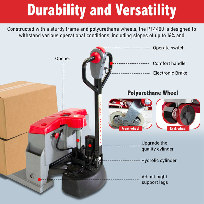 Sunmax Electric Walkie Pallet Truck, 4400 lbs Capacity, 27" Width, Electric Brake