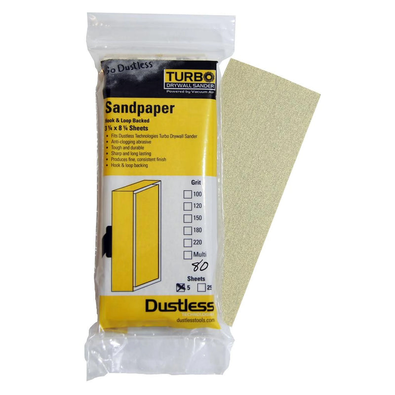 Dustless 54401 Sandpaper 80 Grit 5 Pack – Sanding Discs for Wet/dry vacuums