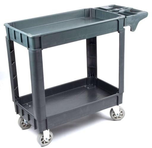 Heavy Duty Rolling Utility Service Cart for Warehouse/Garage/Restaurants/Offices, HDPE Shelves, 5" Caster Wheels