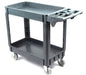 Heavy Duty Rolling Utility Service Cart for Warehouse/Garage/Restaurants/Offices, HDPE Shelves, 5" Caster Wheels