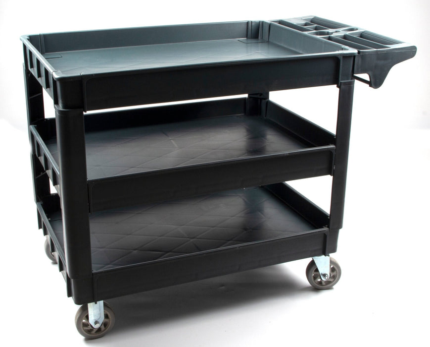 Heavy Duty Rolling Utility Service Cart for Warehouse/Garage/Restaurants/Offices, HDPE Shelves, 5" Caster Wheels