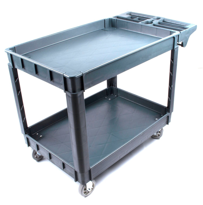 Heavy Duty Rolling Utility Service Cart for Warehouse/Garage/Restaurants/Offices, HDPE Shelves, 5" Caster Wheels