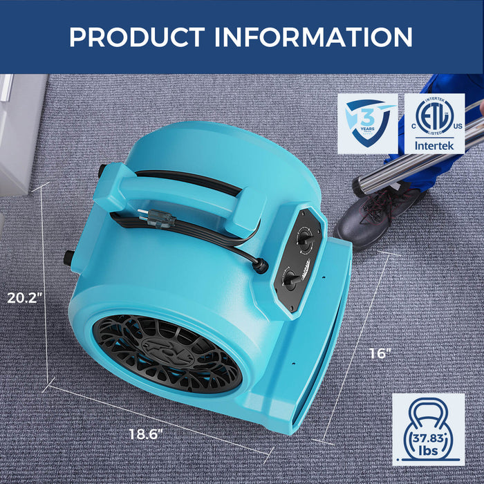 AlorAir® 4000 CFM Air Mover with Timer and  Daisy Chain for Floor Drying Blower Fan | GE4000T