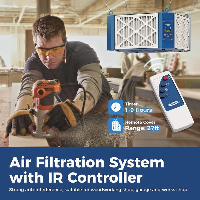 AlorAir 1350 CFM Air Filtration System Woodworking, 360 Degree Intake with Strong Vortex Fan | Purecare 1350