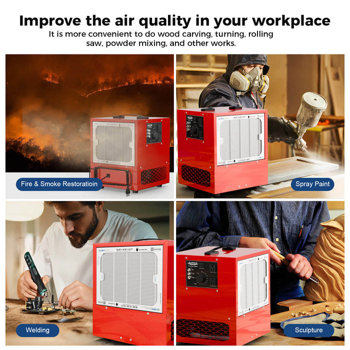 ALORAIR 1050 CFM Portable Air Filtration Systems with Powerful Vortex Fan  for Garage, Works Shop | Purecare 1050