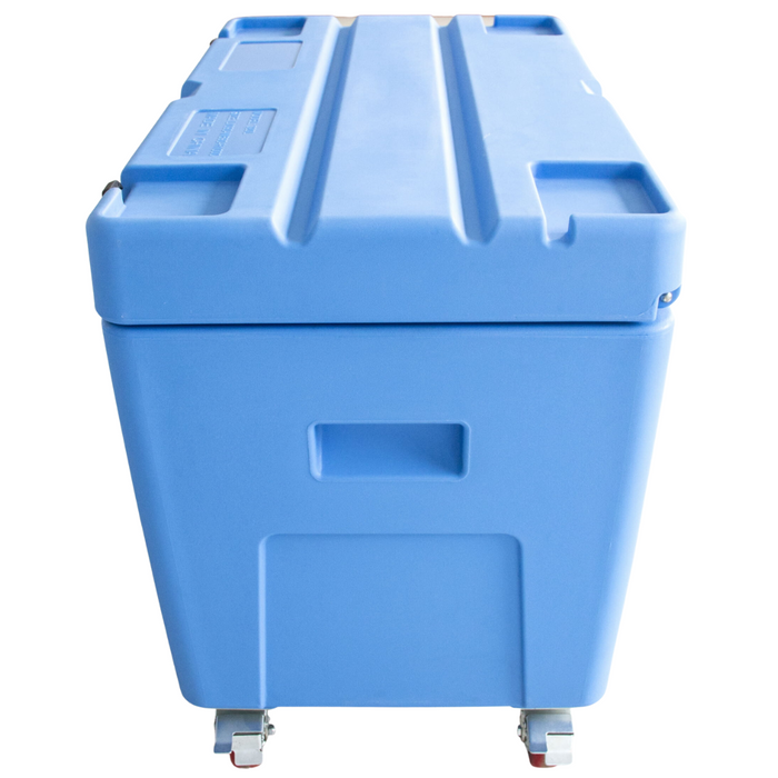 Insulated Dry Ice Storage Container with Lid and Wheels, 11.7 cu ft, 700 lb Pellets, Lightweight