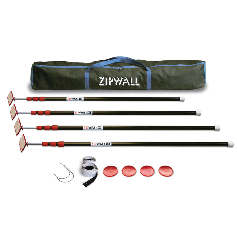 NIKRO 861978 ZipPole 4-Pack – 30 ft Dust Barrier, 1.5 lb Poles