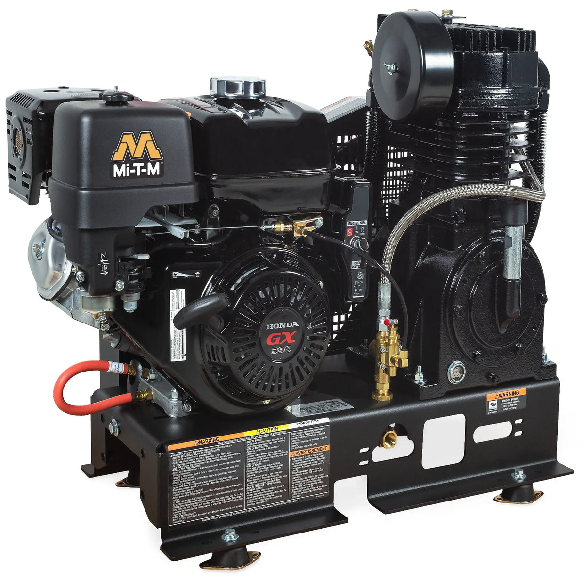 Mi-T-M ABS-13H-B Base-Mount Gasoline Air Compressor – 29 CFM, Honda GX390, Two-Stage