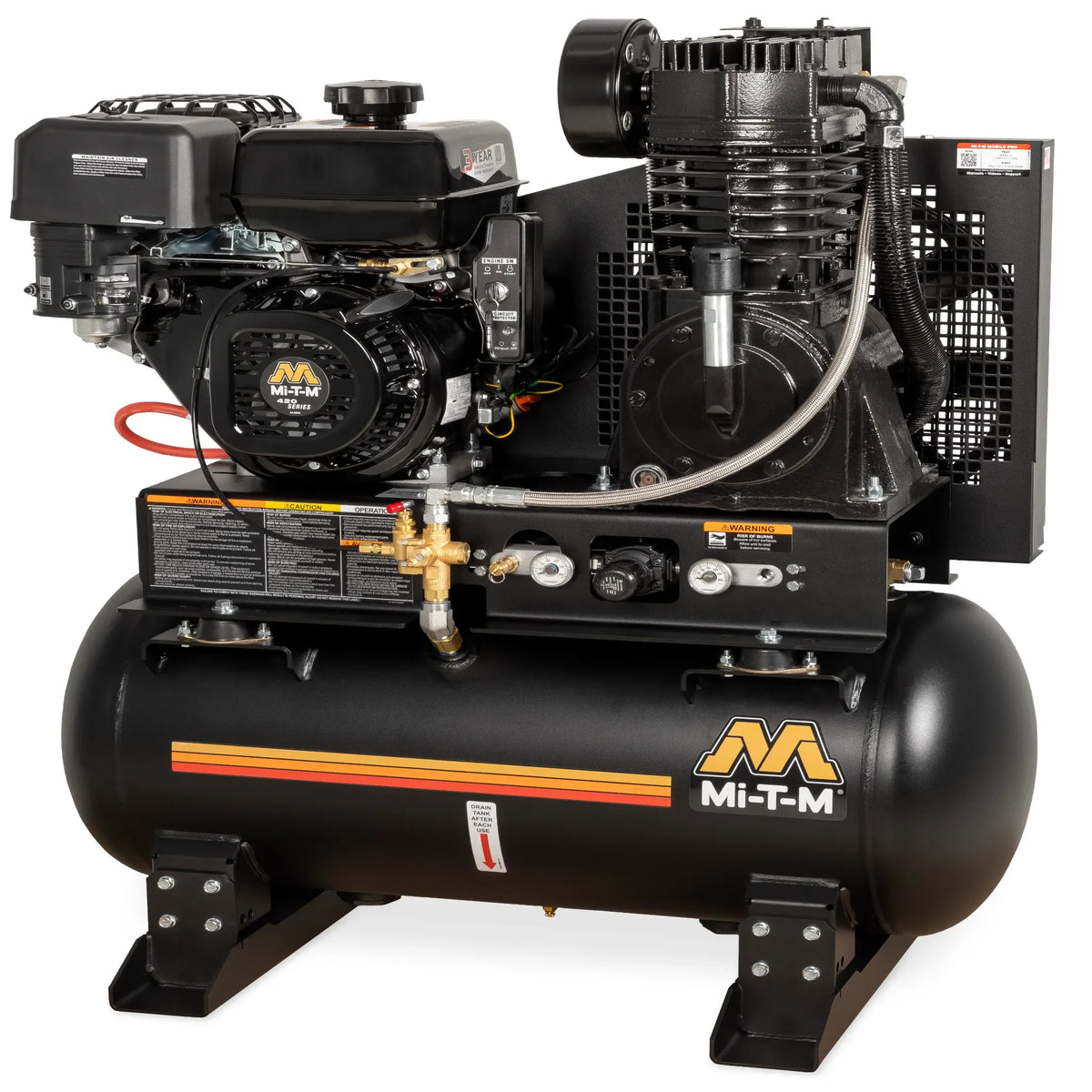 Mi-T-M 30-Gallon Two Stage Gasoline Air Compressor - ABS-14M-30H