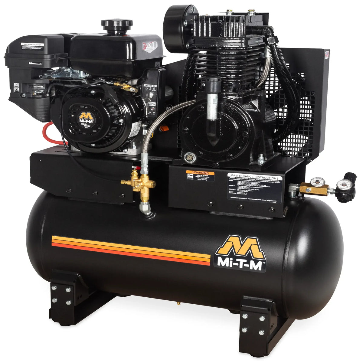 Mi-T-M AM2-SM09-30ME 30-Gal Two-Stage Gas Compressor – Electric Start, 300cc OHV
