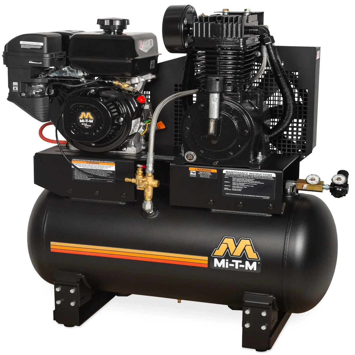 Mi-T-M AM2-SM09-30M 30-Gal Two-Stage Gasoline Compressor – 17.2 CFM, 300cc OHV
