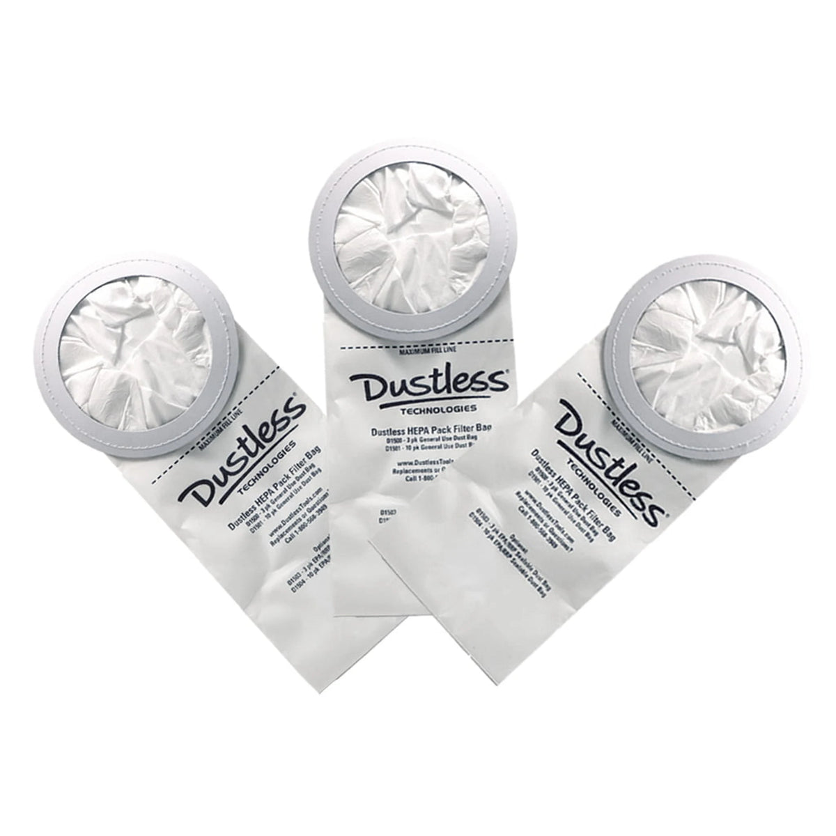 Dustless D1500 Filter Bag Open -D1505 (3 Pack) – Replacement Filter