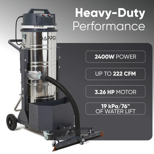 Dapper Supply DP-CVC1135 26.5 Gallon Heavy-Duty Industrial Wet/Dry Vacuum Dual Motor, 3.3 HP, 222 CFM DP-CVC1135 view 2