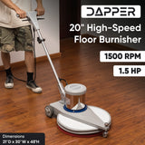 Dapper Supply DP-FB1305 20" Floor Burnisher – 1500 RPM, 3 Scouring Pads, Electric
