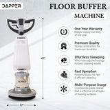 Dapper Supply DP-FM1301 17" Heavy-Duty Floor Buffer Polisher – Electric, Scouring Pads