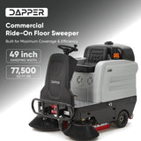 Dapper Supply DP-RAFS1232 Ride-On Floor Sweeper – 49", 25 Gal, 77,500 SF/Hr, 6 MPH