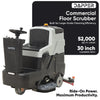Dapper Supply DP-RAFS1234 Battery Powered Ride-On Commercial Floor Scrubber Machine, 30
