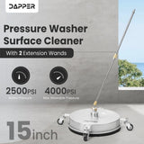 Dapper Supply DP-SPW1114 Pressure Washer Surface Cleaner – 15" Path, 4000 PSI, 2 Extension Wands