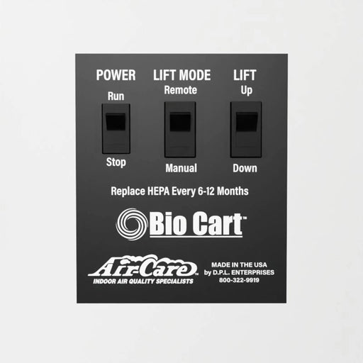 Air-Care Bio Cart 10 HEPA containment cart – control panel