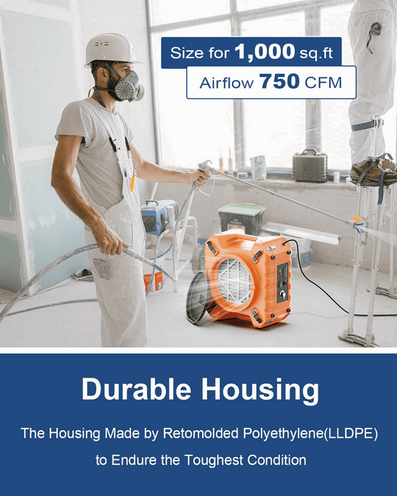 AlorAir PureAiro HEPA Pro 970 Air Scrubber UV-C Light Sterilization Professional 3-Stage Filtration Negative Machine Air Purifier  HEPA Scrubber up to 750 CFM Water Damage Restoration for Air Cleaner