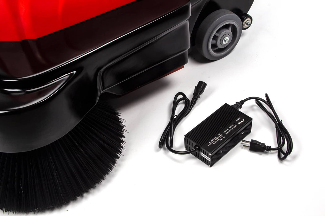 SM1050B 41.3" Battery Powered Walk-behind Floor Sweeper with Water Sprinklers, Triple Brushes