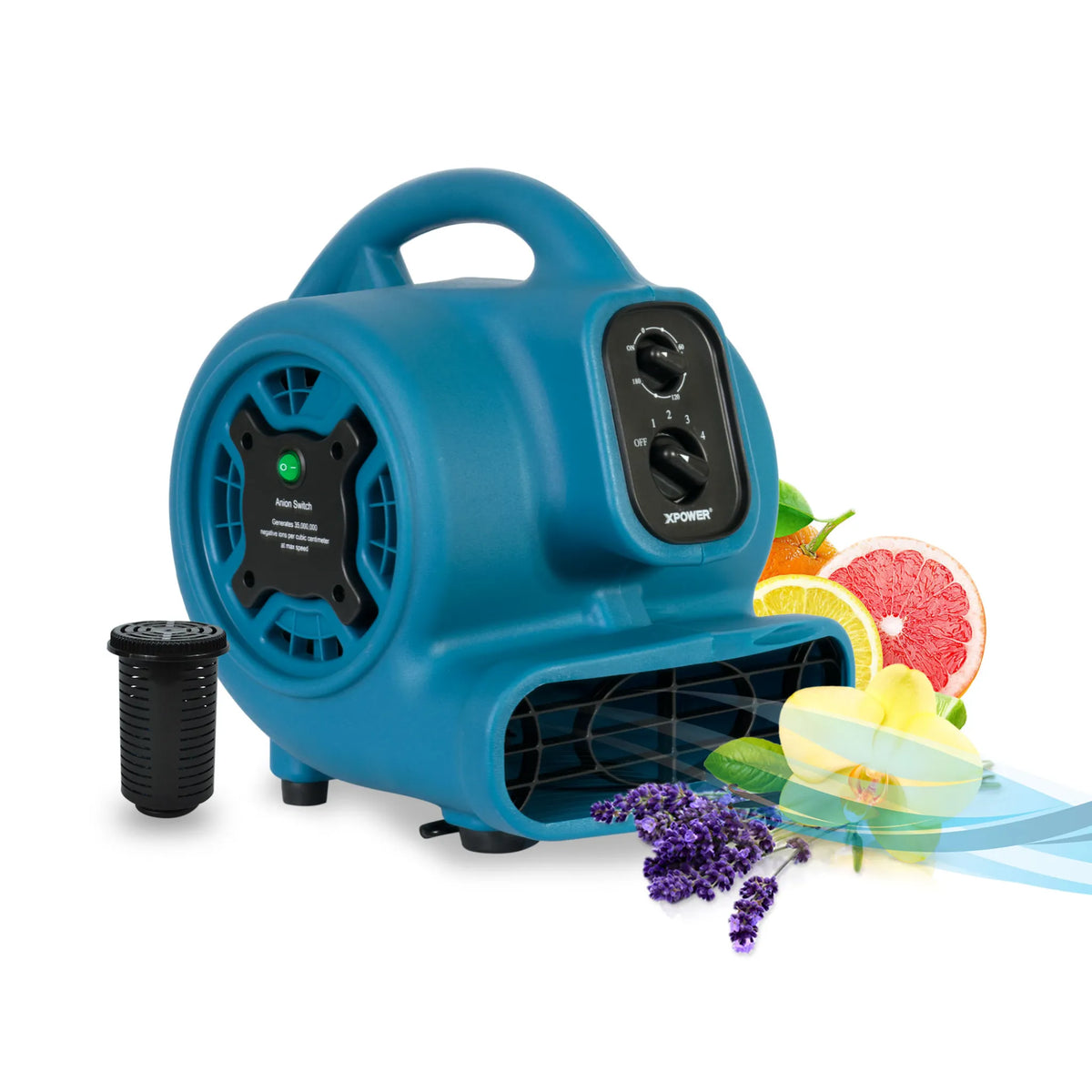 XPOWER P-260NT Freshen Aire 1/5 HP 800 CFM 4 Speed Scented Mini Mighty Air Mover, Utility Fan, Dryer, Blower with Ionizer and Timer