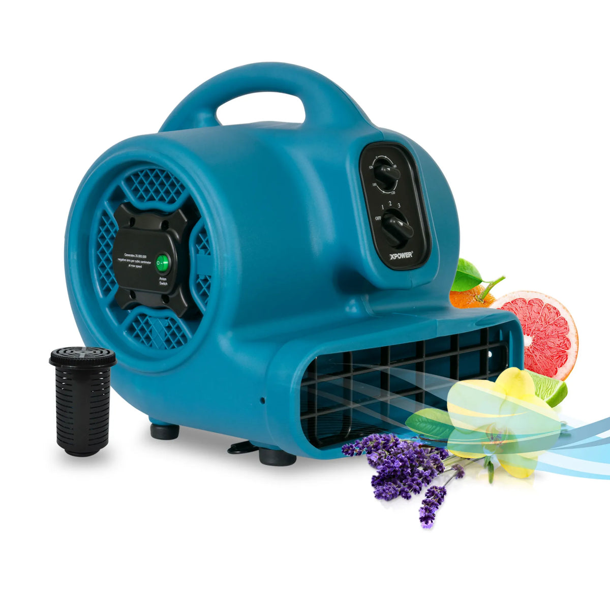 XPOWER P-450NT Freshen Aire 1/3 HP 2000 CFM 3 Speed Scented Air Mover, Carpet Dryer, Floor Fan, Blower with Ionizer and Timer