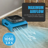 XPOWER PL-700A 1/3 HP 1050 CFM 3-Speed Low Profile Air Mover Floor Fan & Carpet Dryer with Built-In – view 7
