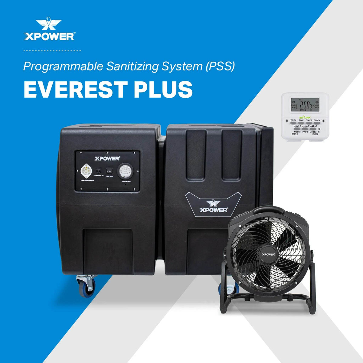 XPOWER Everest PLUS PSS4 Programmable Sanitizing System – 2000 CFM HEPA