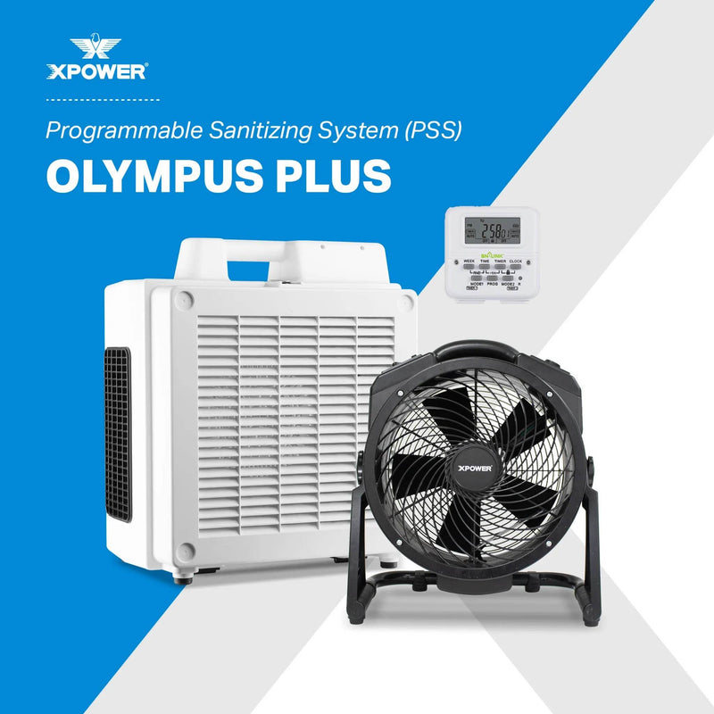 XPOWER Olympus PLUS Programmable Sanitizing System (PSS) – 600 CFM HEPA Air Purifier & Ozone Generator - US Cleaning Tools