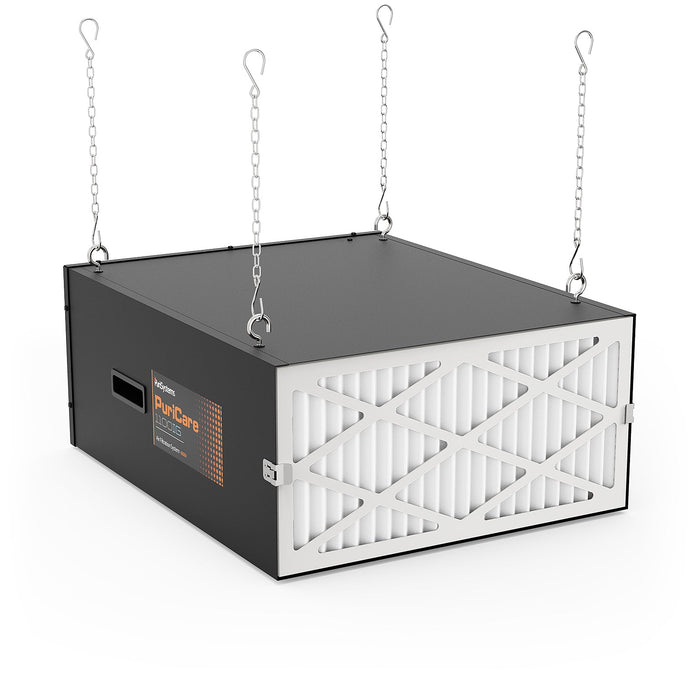 Purisystems 1100 CFM Air Filtration System 3-Speed Remote, up to 1100 sq. ft Built-in Ionizer Hanging Air Filter | Puricare 1100IG