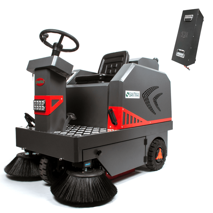 SM1250+ 49" Ride-on Industrial Floor Sweeper,  69000 Sqft/h, 3.5 hr Fast Charging Lithium Battery