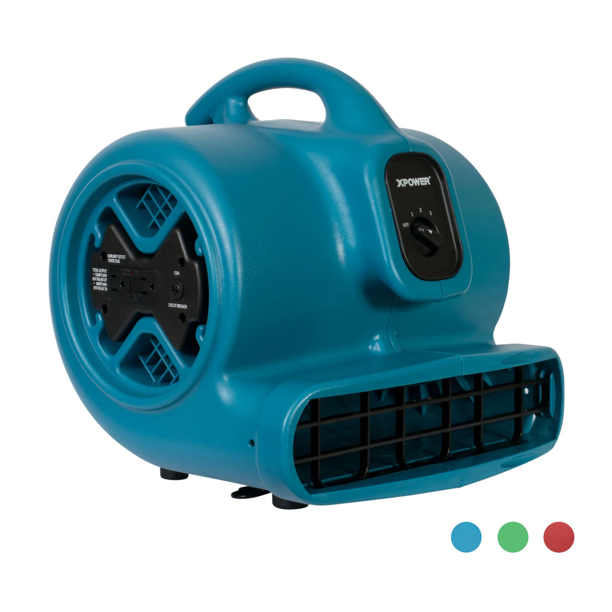 XPOWER X-600A 1/3 HP 2400 CFM 3 Speed Air Mover, Carpet Dryer, Floor Fan, Blower with Built-in GFCI Power Outlets
