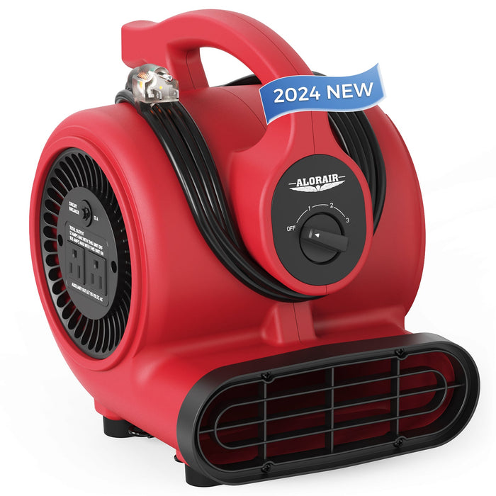 AlorAir® 600 CFM Air Mover with 3 Speeds, 5 Angles and Daisy Chain for Floor Drying Blower Fan | GF600A Red