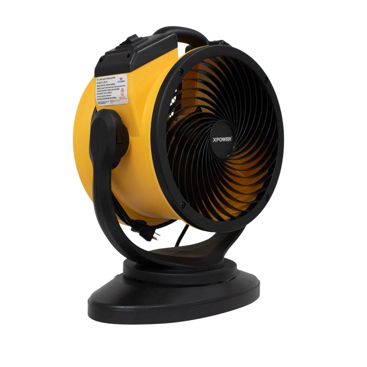 XPOWER FC-100S Multipurpose 11” Pro Air Circulator Utility Fan with Oscillating Feature - Water Damage Restoration – 1100 CFM, 115V