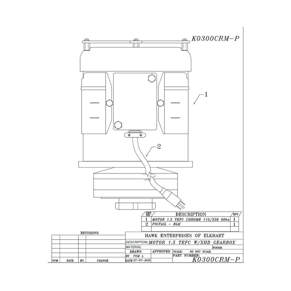 Hawk Enterprises K0300CRM 1.5 HP 180 Frame Chrome Motor Package