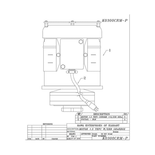 Hawk Enterprises K0300CRM floor machine part – front
