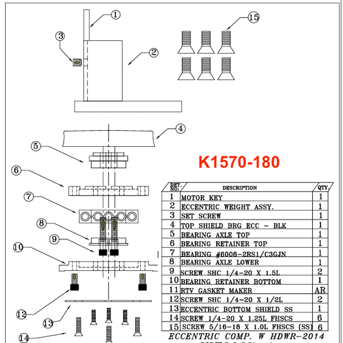 Hawk Enterprises K1570-180 Eccentric & Bearing Assembly with Hardware